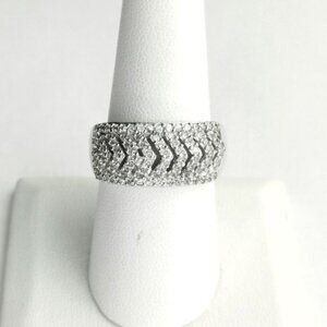 NEW Modernist chevron design sterling silver cz ring size 9